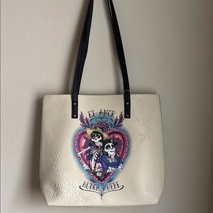 Disney COCO Tote Bag Cream/Black Tote Bag with Classic movie Design by Disney